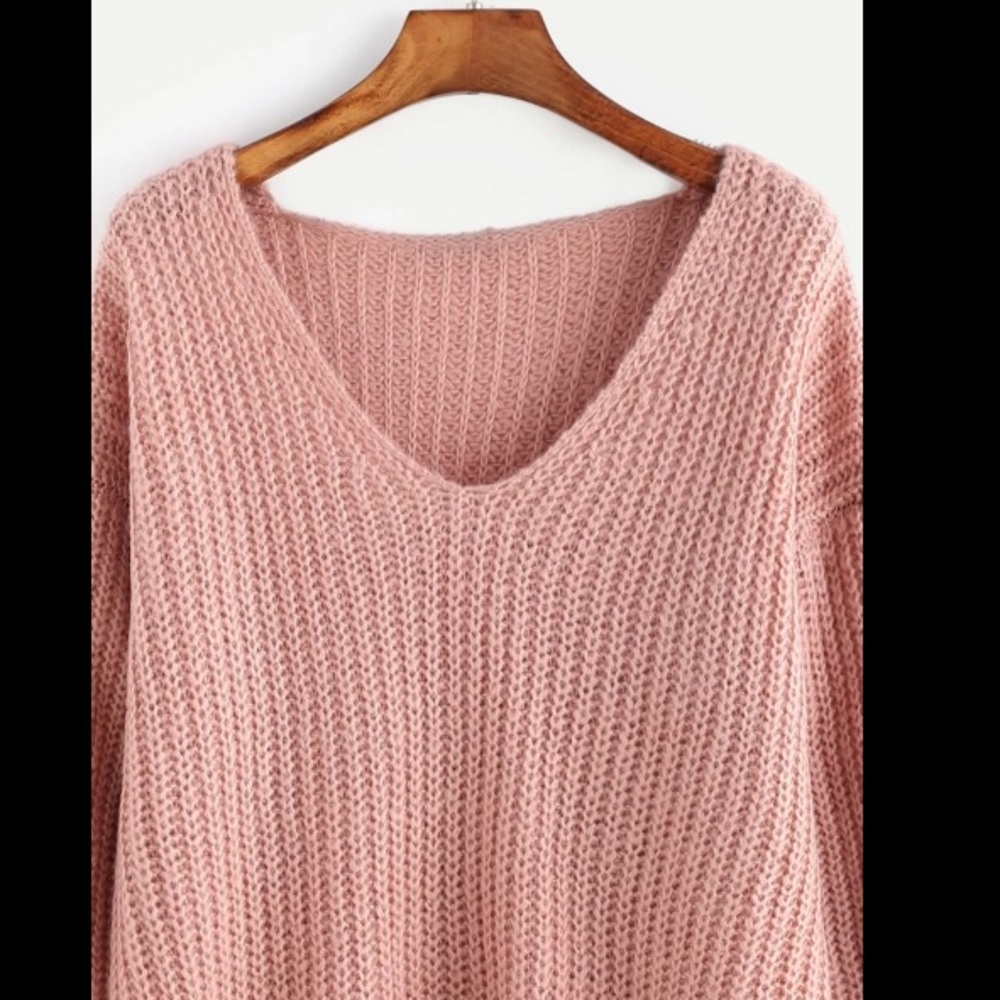 V-neck Knit Ribbed Sweater - Picture 3 of 6